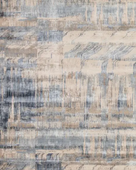 Vibrant abstract area rug with distressed modern design in neutral tones for contemporary home décor.