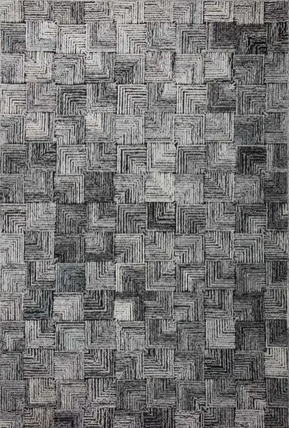 Ines - VPRE-SI-03 Patterned carpet with geometric squares in shades of gray for modern flooring design.
