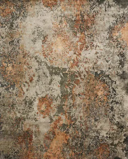 Creative floors abstract area rug with earthy tones and distressed pattern, perfect for modern interior design.