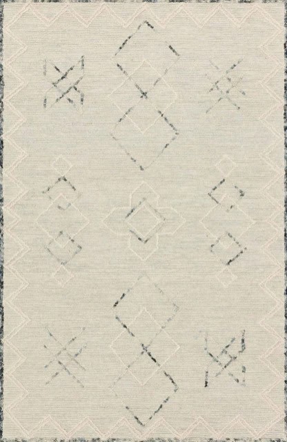 Soft beige modern area rug with subtle geometric patterns for elegant interior flooring.
