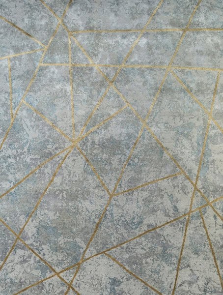 Concrete floor with gold geometric lines, modern and stylish design for interior spaces.