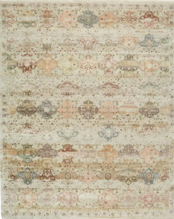 Amor - HIAM-AM-02 Elegant vintage-inspired area rug with intricate floral patterns and soft neutral tones.