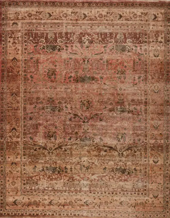 Bardawil - HISP-BA-08 Intricate vintage Persian area rug with floral motifs and distressed finish for timeless interior decor.