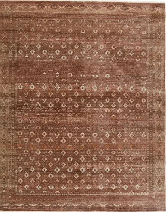 Bernabe - HISP-BE-16 Vintage brown oriental area rug with geometric floral patterns suitable for living rooms and hallways.