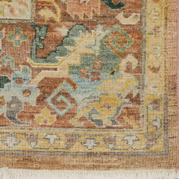 Moeris - HISP-MO-04_D Vibrant vintage area rug with intricate Persian-inspired patterns and warm earth tones for stylish interior decor.