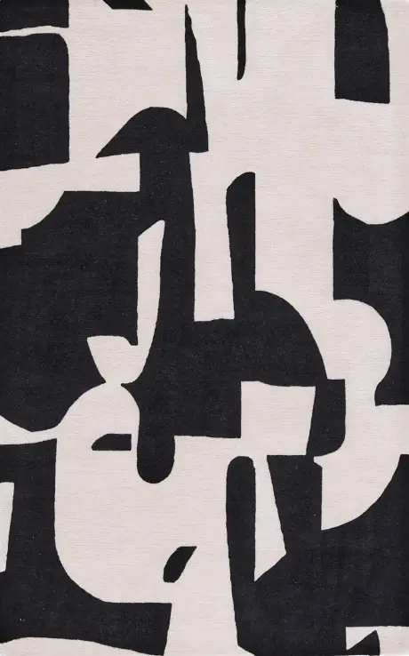 Astral - HIAN-AS-01 Black and white abstract geometric area rug with modern design for stylish home decor.