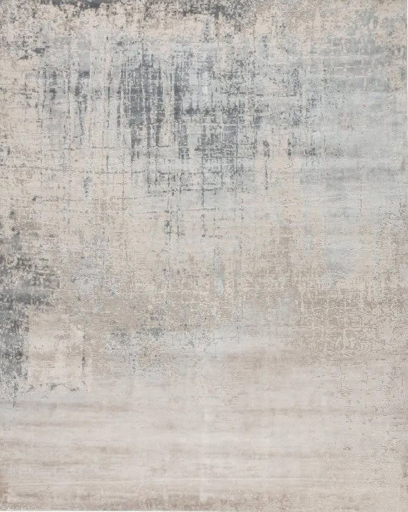 Vintage distressed area rug with abstract textured gray and beige pattern for modern home decor, ideal for living rooms and offices.