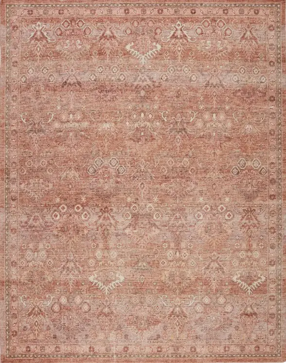 Malahide - HIED-MA-06 Vintage distressed pink area rug with intricate traditional patterns, ideal for home decor.
