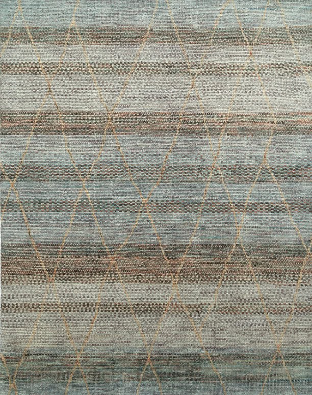 Soft geometric patterned area rug with subtle neutral tones, ideal for modern home flooring.