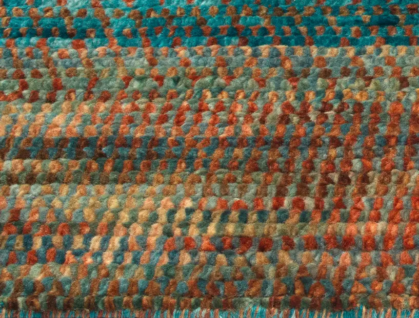 Turin - BKIS-TU-01_d Colorful patterned carpet with textured loops and vibrant hues.