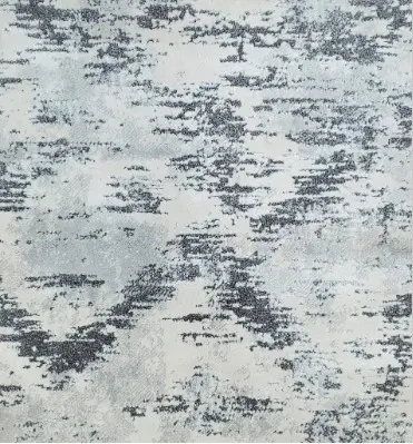 Modern abstract area rug with gray and cream tones, ideal for contemporary flooring designs.