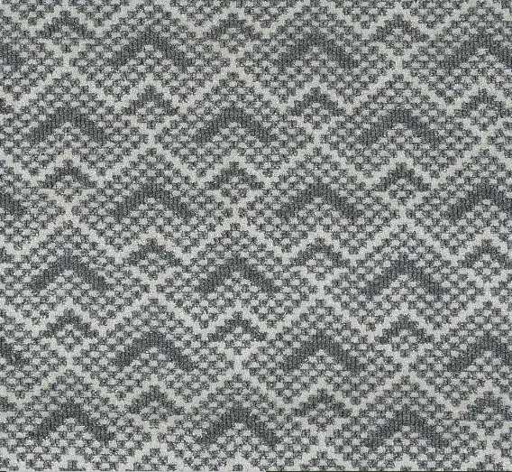 Gray geometric patterned carpet flooring for modern home interiors.