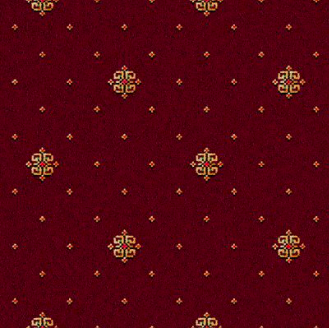 Athenia - Motif Wine Luxurious red and gold patterned carpet for residential or commercial spaces.