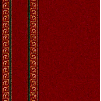 Athenia - Runner Red Elegant red and gold decorative carpet with Greek key pattern, ideal for luxury interiors and flooring.