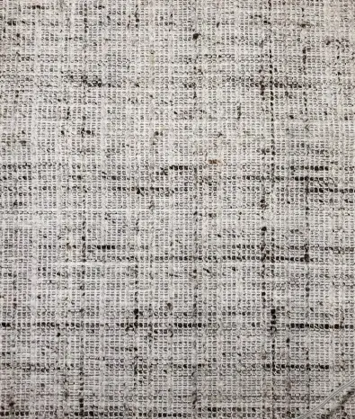 Modern textured area rug with neutral tones, perfect for contemporary home decor.