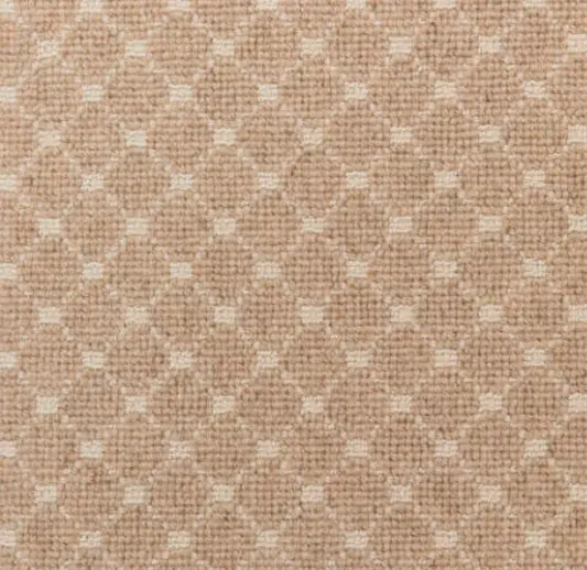 Textured beige carpet with geometric pattern for residential and commercial flooring solutions.