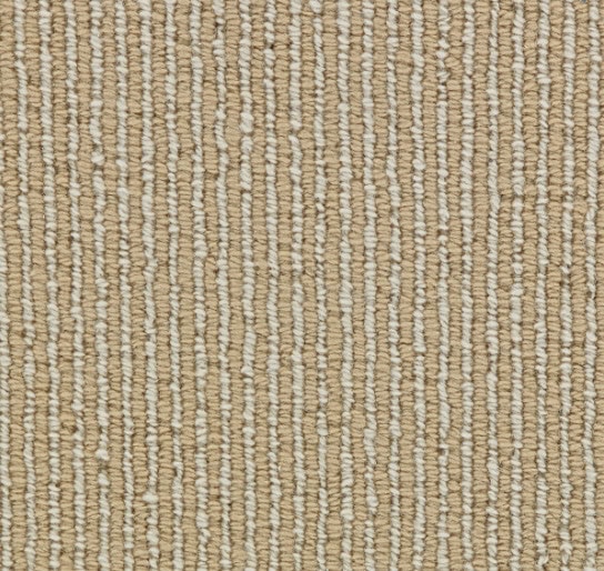 Looped beige and cream striped carpet with textured surface for stylish interior flooring.