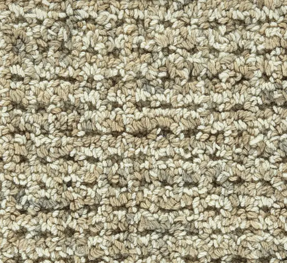 Close-up of plush beige carpet with textured fibers, ideal for residential or commercial flooring.