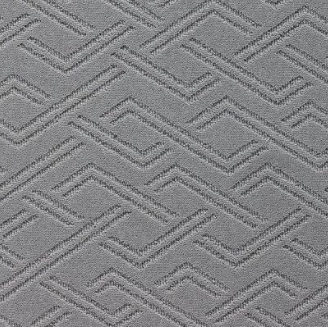 Luxurious gray patterned carpet with textured geometric design for high-end flooring.