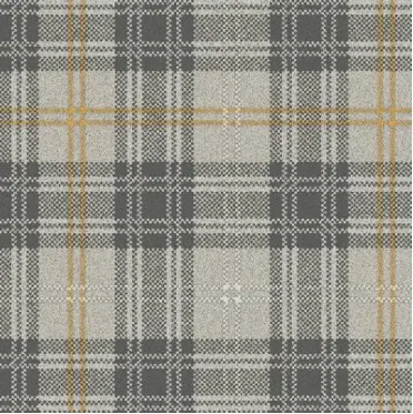 Plaid carpet flooring with gray, yellow, and white accents.