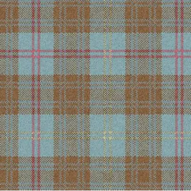 Vibrant plaid carpet with blue, brown, and pink tones perfect for custom flooring options.