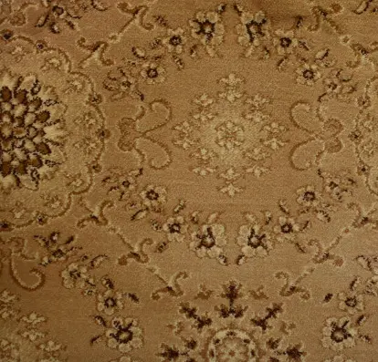 Luxurious beige patterned area rug with intricate floral designs, ideal for home flooring accents.