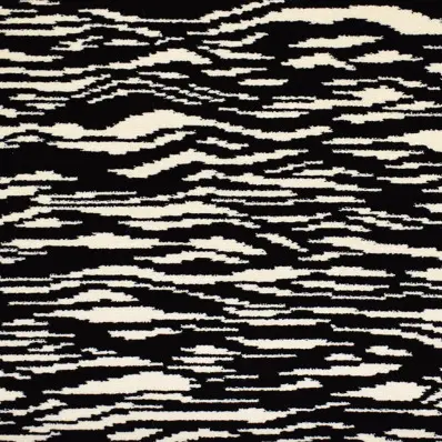 Stylish zebra print area rug with black and beige pattern for modern home decor.