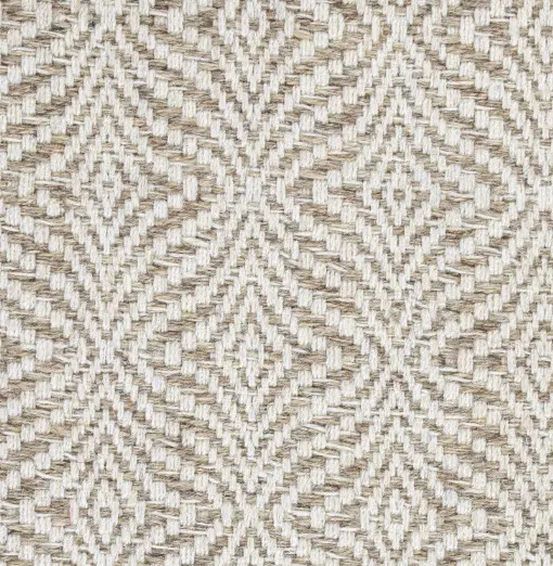 Elegant geometric patterned rug in neutral tones, ideal for modern interior design.