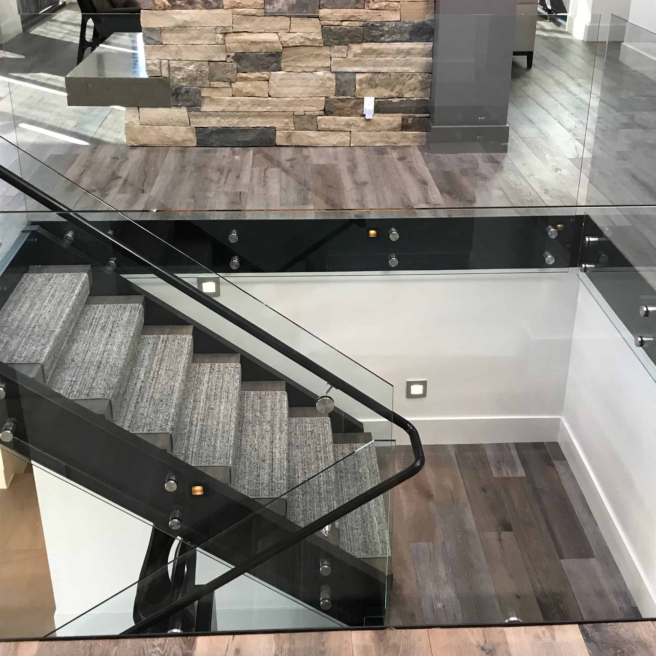 Mountain home staircase with runner