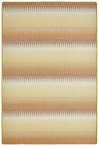 Colorful striped area rug with geometric patterns for living room decor.