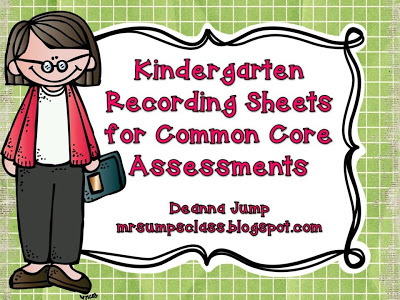 FREE Kindergarten Common Core Recording Sheets for Assessment