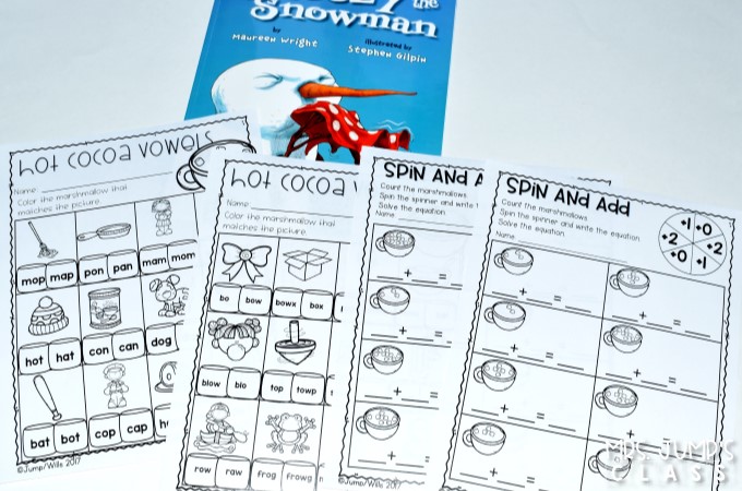 Sneezy the Snowman Reading Unit for Kindergarten and First Grade. Dive into reading comprehension with this fun unit. Students study the cause and effects of the Sneezy's actions. Crafts, math and literacy centers, worksheets, and science exploration is also included.