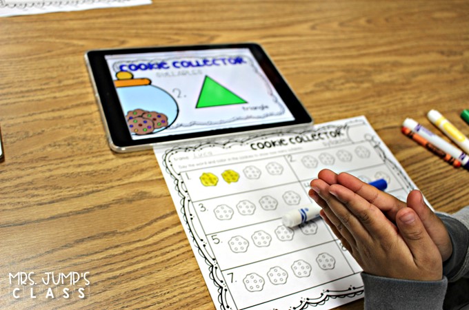 Digital Student Center Activities for kindergarten and first grade classrooms. These paper saving math and literacy skills centers, with response worksheets, will be a classroom favorite.