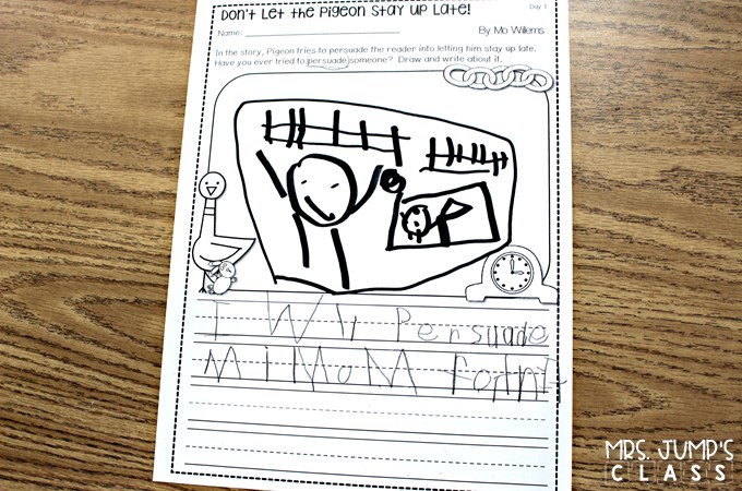 Pigeon books lesson ideas. Fun reading lesson ideas for kindergarten and first grade. Reading comprehension, responding to literature, and word work!