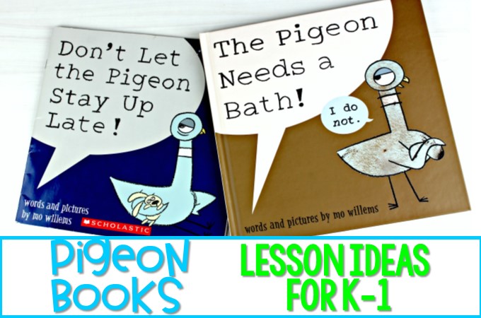 Pigeon books lesson ideas. Fun reading lesson ideas for kindergarten and first grade. Reading comprehension, responding to literature, and word work!