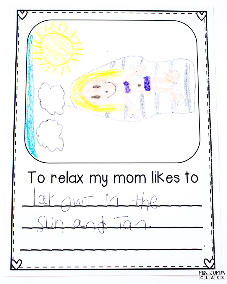 Mother's Day Book Gift and Keepsake from Kindergarten or 1st Grade FREE Sample! Easy classroom project for your kids to make!