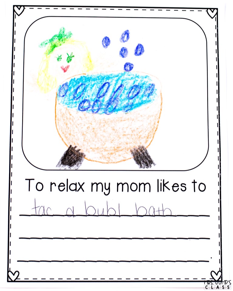 Mother's Day Book Gift and Keepsake from Kindergarten or 1st Grade FREE Sample! Easy classroom project for your kids to make!
