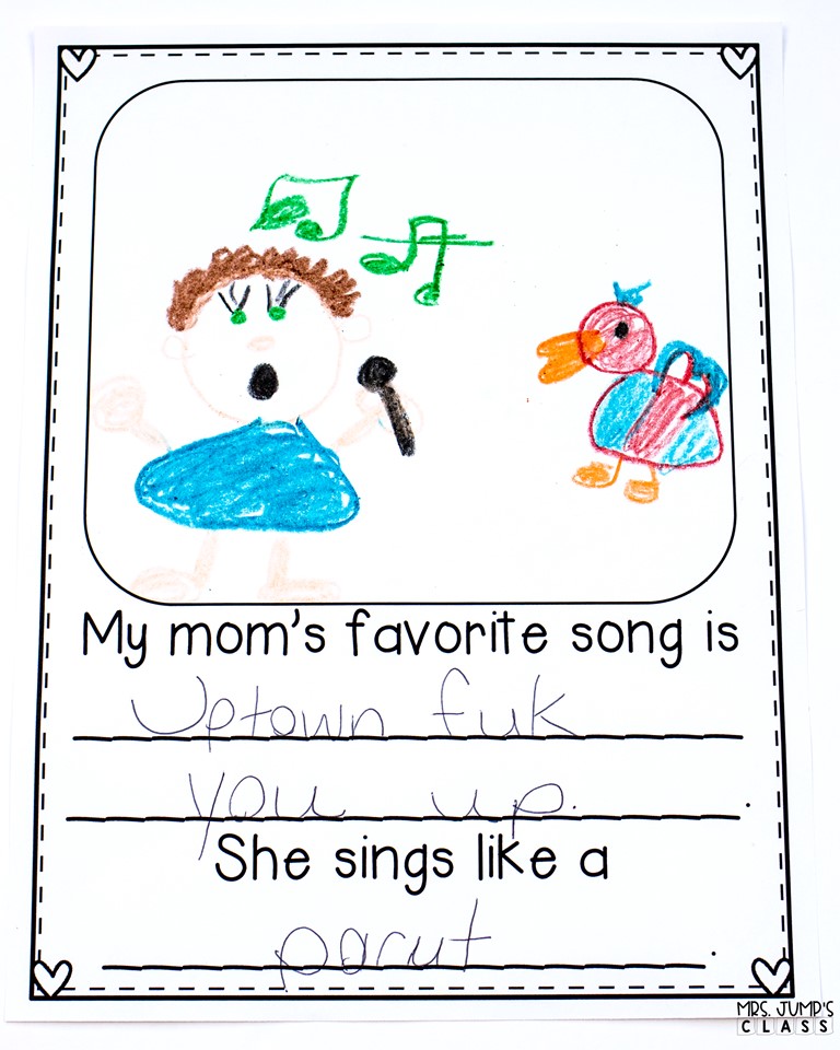 Mother's Day Book Gift and Keepsake from Kindergarten or 1st Grade FREE Sample! Easy classroom project for your kids to make!