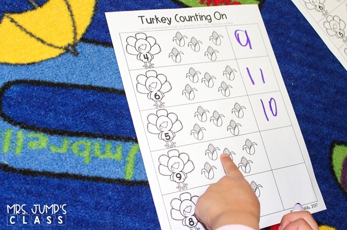 Turkey Counting On worksheet
