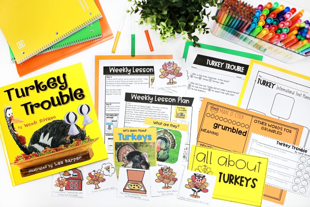 A variety of Turkey Trouble activities and printable resources