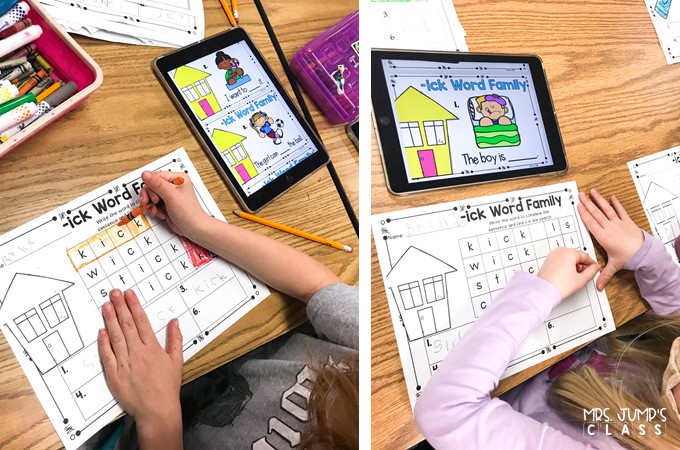 Digital literacy centers for kindergarten and 1st grade to practice ELA skills. Students practice word families, blends, rhyming, syllables, digraphs, vowel sounds, and more!&nbsp;