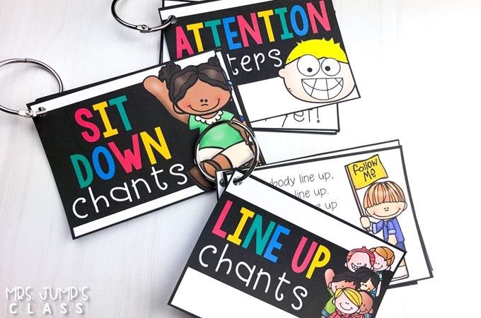 Sets of Sit Down Chants, Attention Getters, and Line Up Chants on binder rings