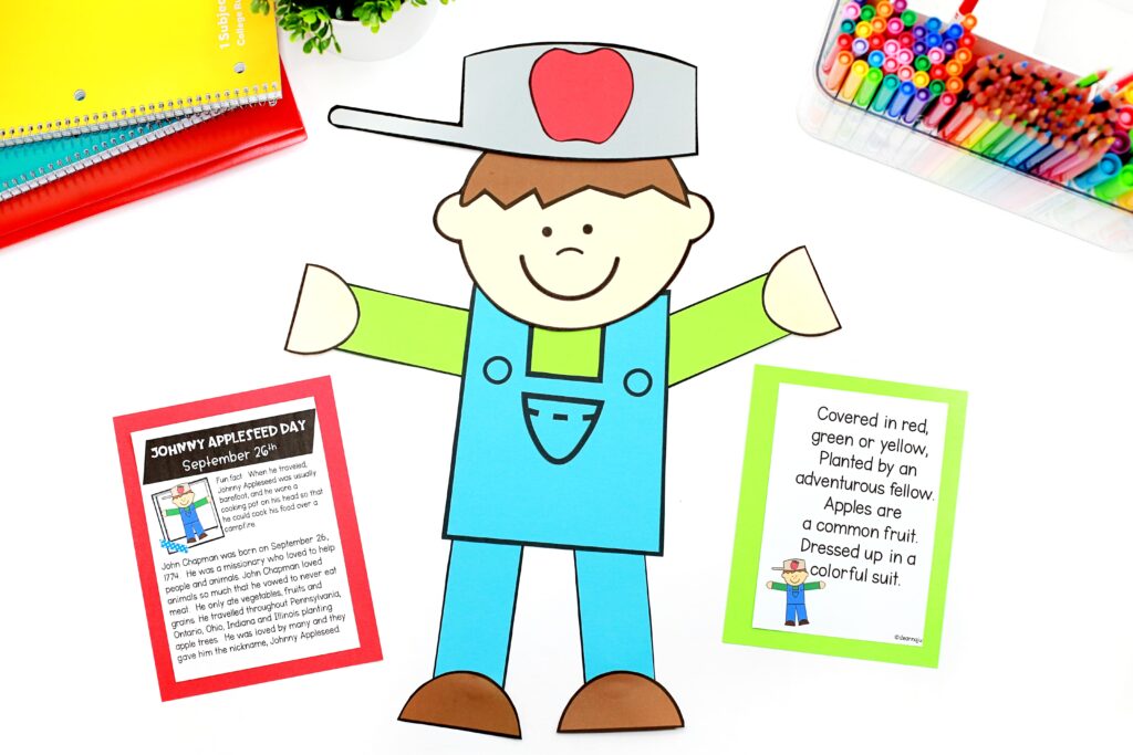 Johnny Appleseed craft, poem, and information sheet