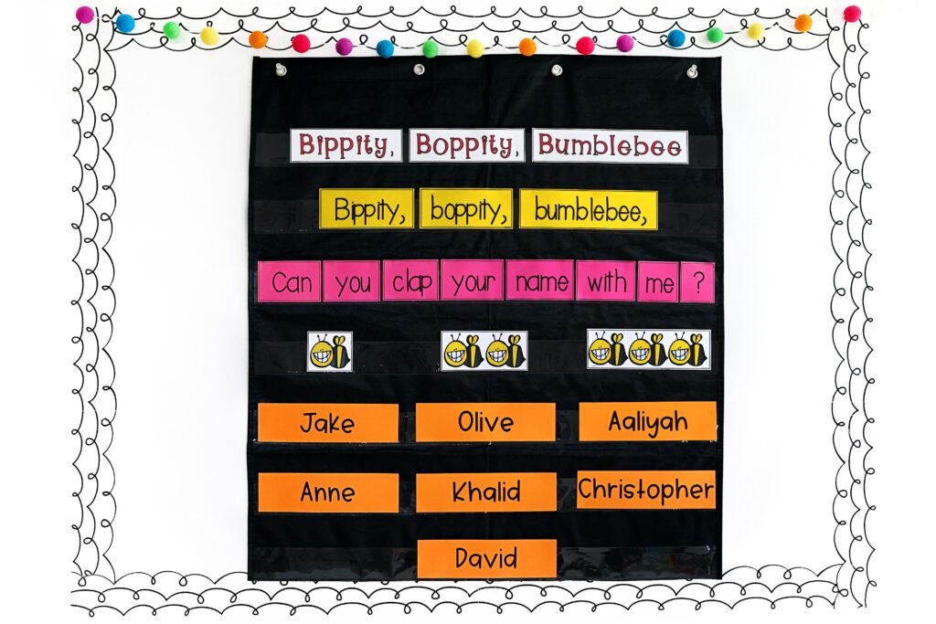 Bippity Boppity Bumblebee pocket chart activity