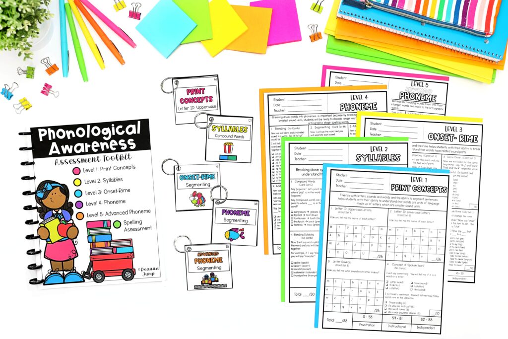 A variety of phonological awareness assessments