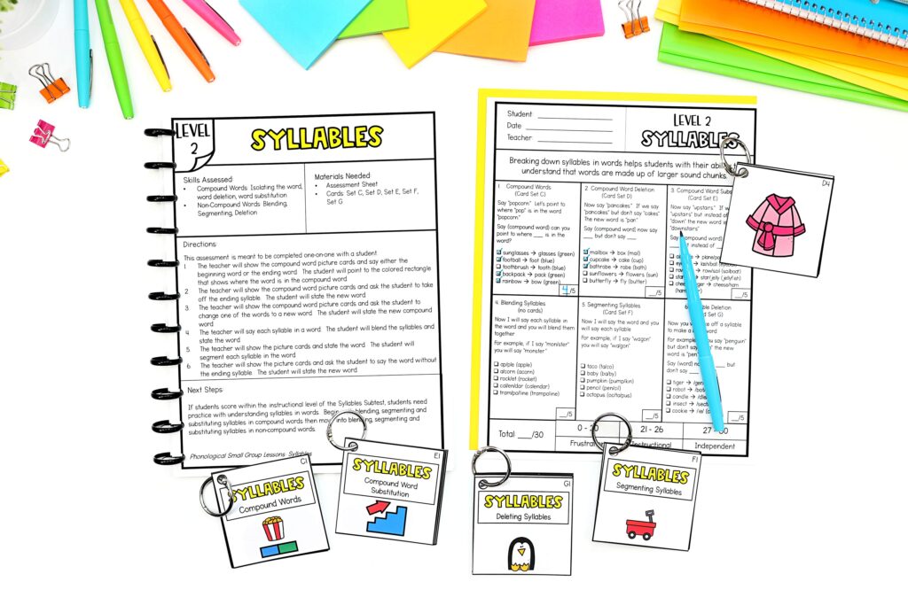 Syllable assessment printables and visual supports