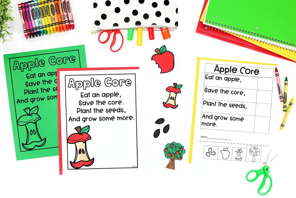 An apple core poem and sequencing activity