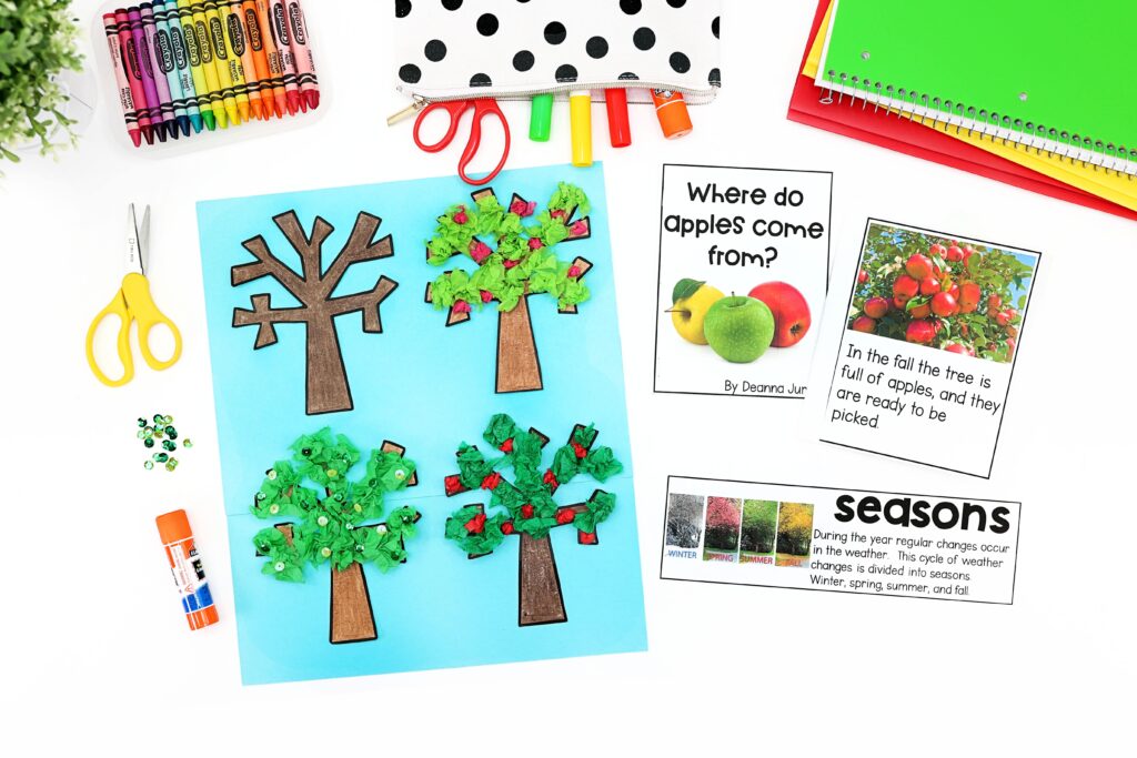 Apple seasons craft and vocabulary card