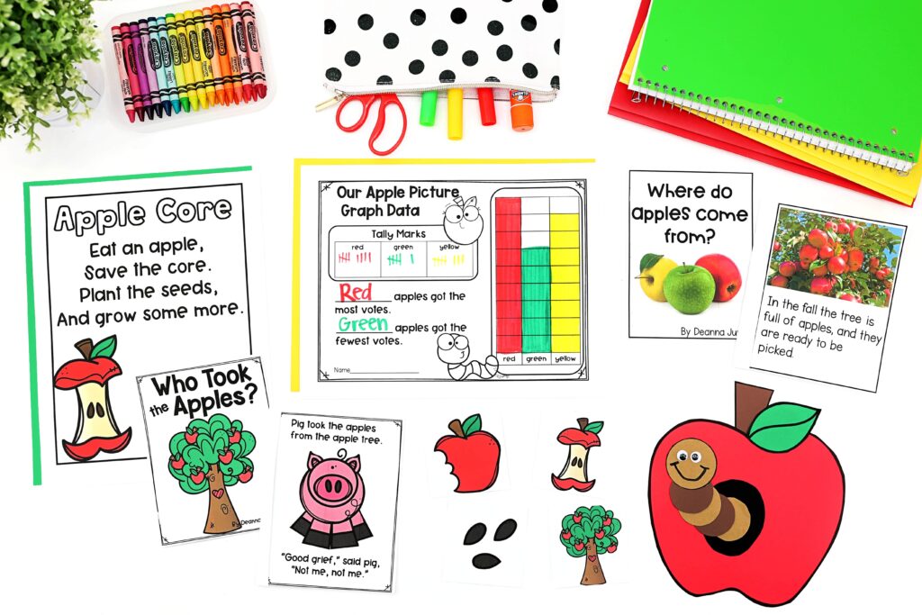 A variety of apple activities for first grade