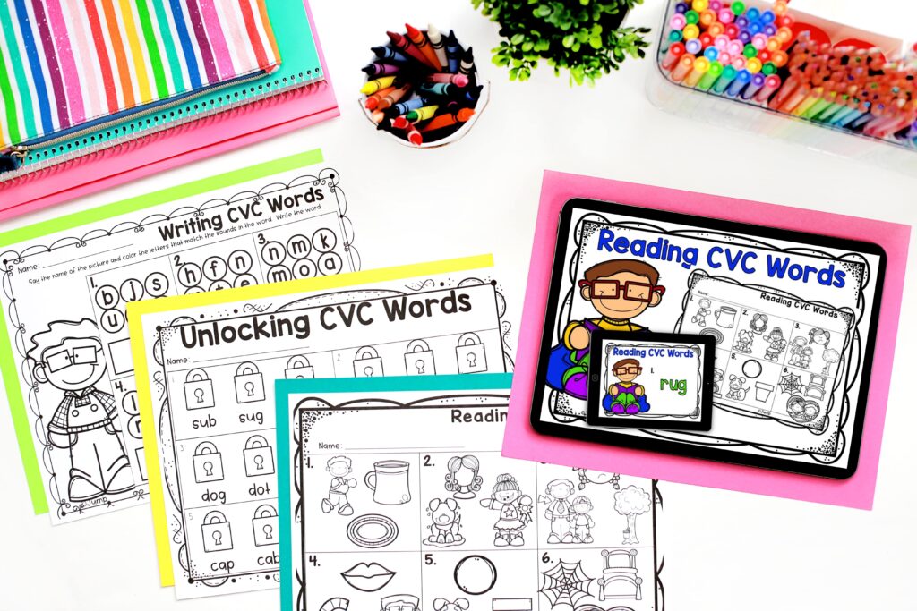 An iPad and three different recording sheets for CVC centers